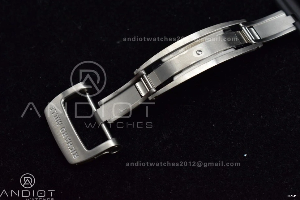 SS A7750 1:1 Crystal KVF Black Dial Black RM011 Chrono on Strap Best V3 Edition Rubber 0121